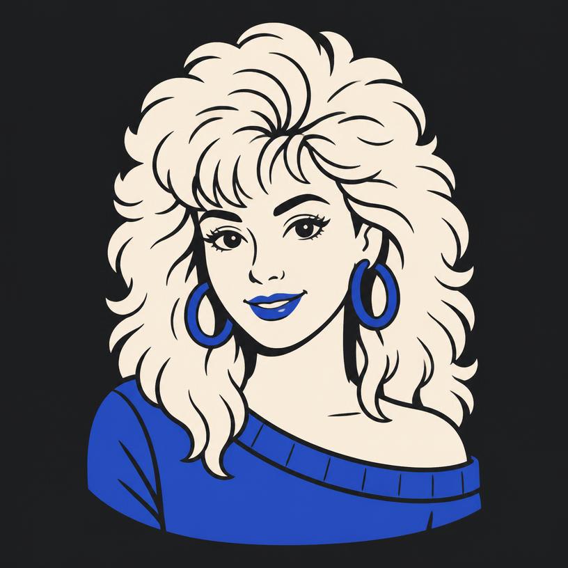 ’80s Valley Girl character illustration